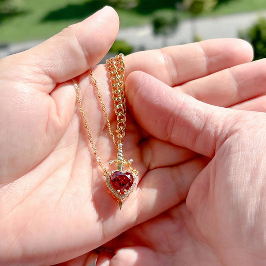 Heart & Sword Necklace – Romantic Jewelry Gift for Her | Adjustable Gothic Pendant