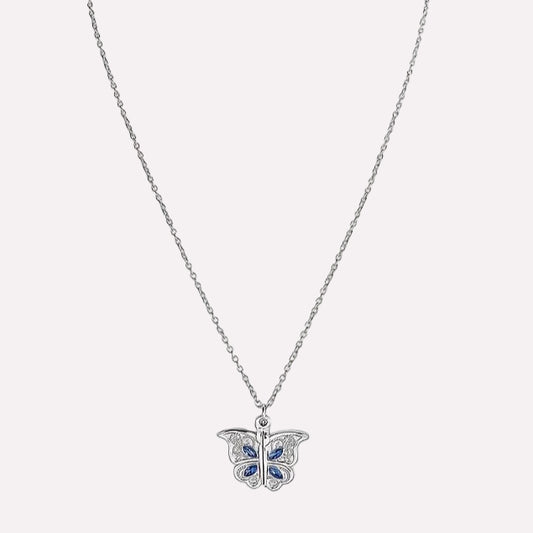 Butterfly Pendant Necklace engraved with I Love You