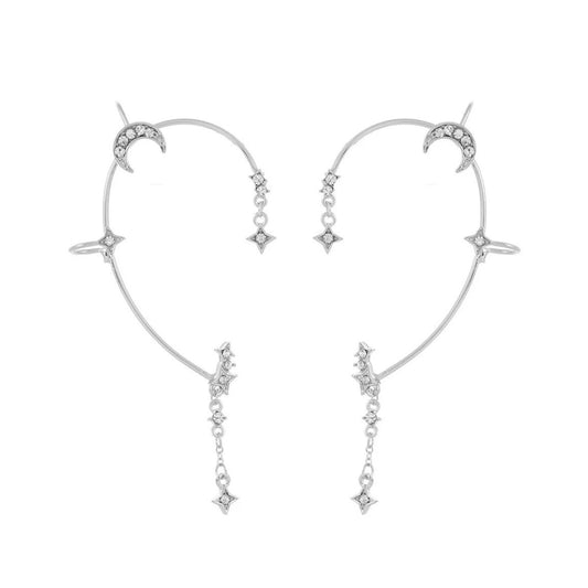 Star and Moon Earrings showcasing celestial design and clip-on feature