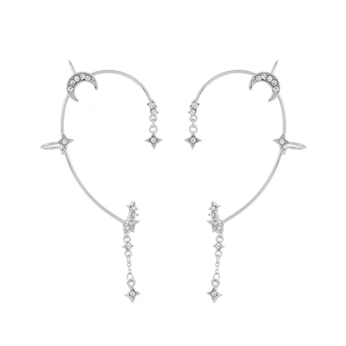 Star and Moon Earrings showcasing celestial design and clip-on feature