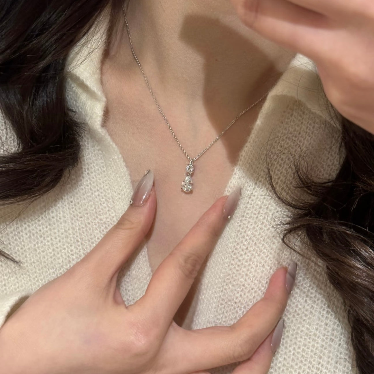 Drop Diamond Necklace & Earrings