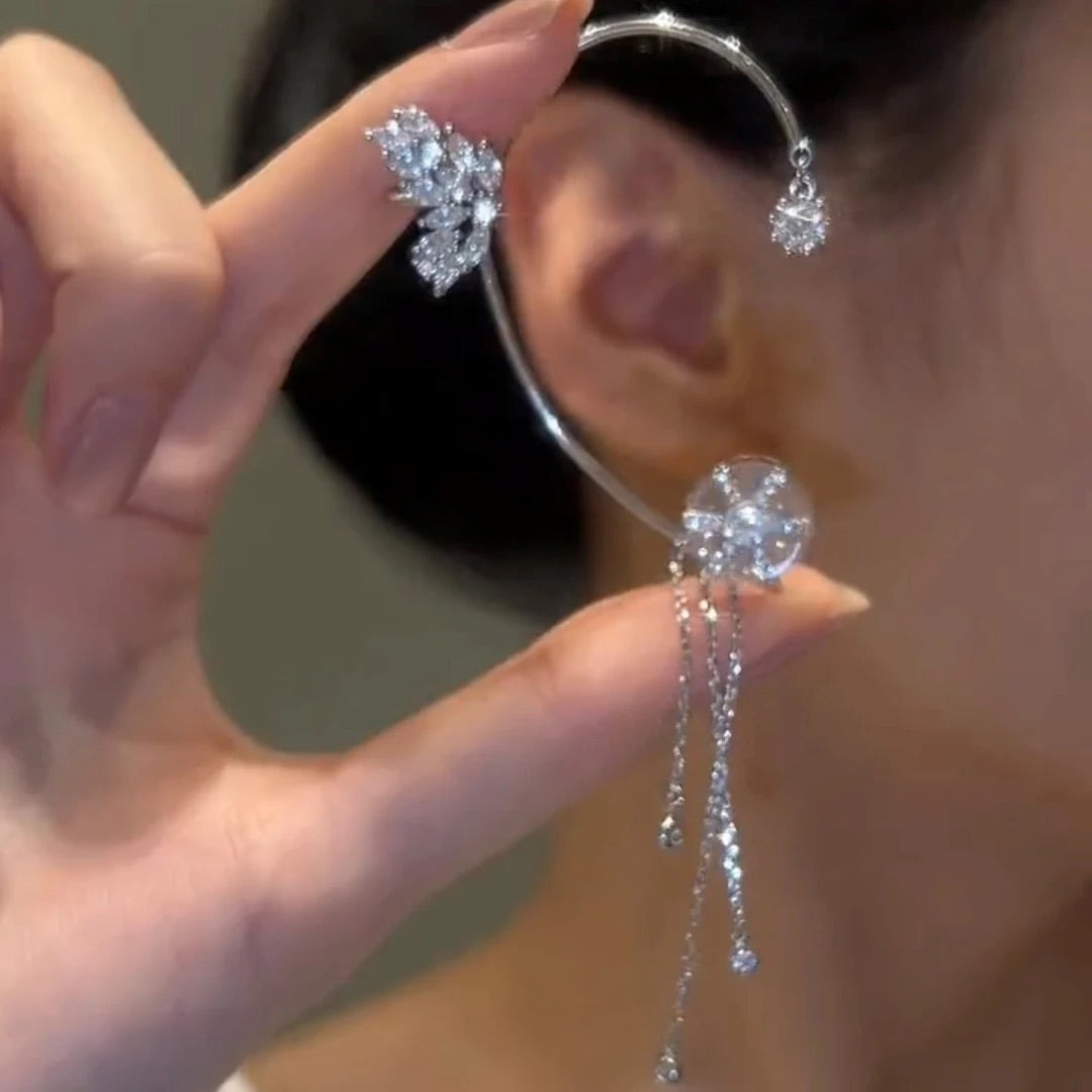 Rotating Floral Tassel Ear Cuffs