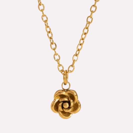 Close-up of Rose Flower Necklace showcasing intricate rose pendant design