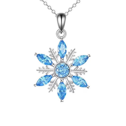 Close-up of Snowflake Pendant Necklace showcasing intricate snowflake design