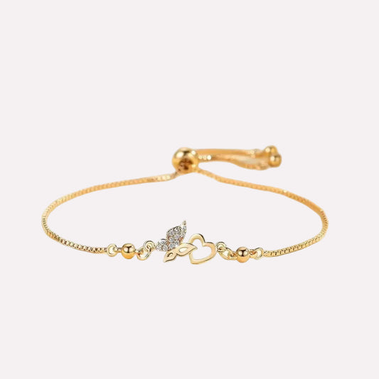 Butterfly Heart Bracelet with cubic zirconia inlay