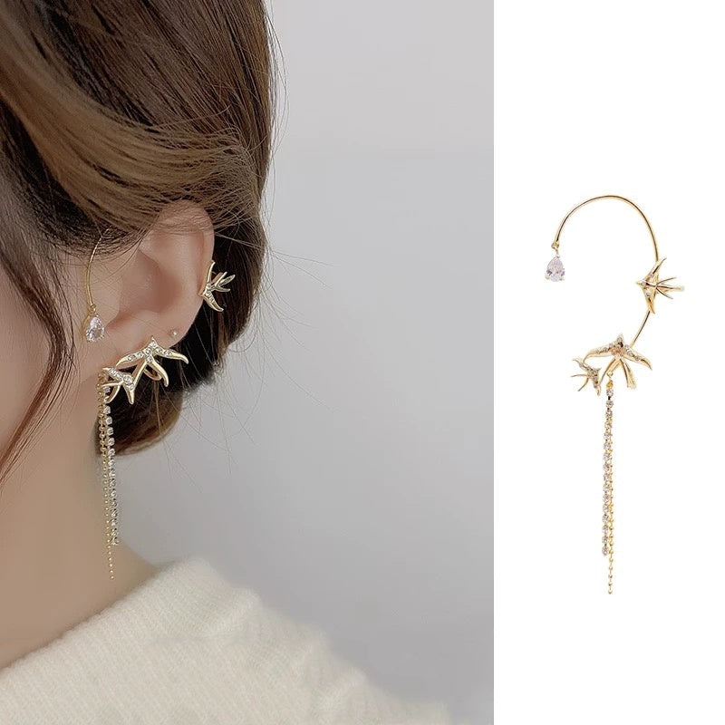 Star Swallow Ear Cuffs – Brincos Clip-On Celestiais | CotaJewelry