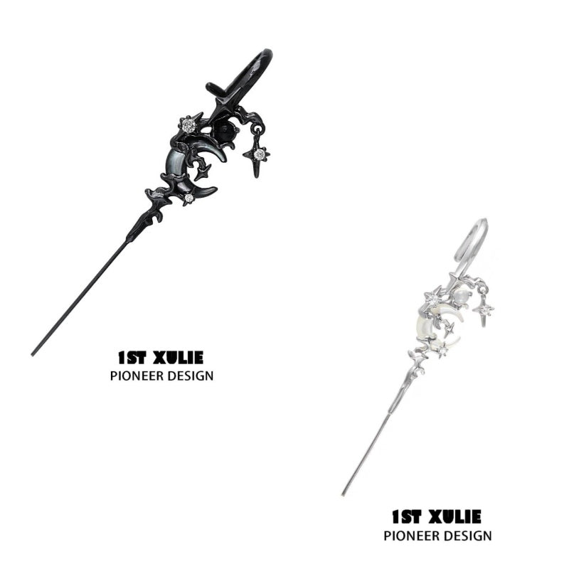 Myth of the Moon ear hook earrings plated in 18K Platinum and 24K Gold