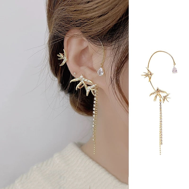 Star Swallow Ear Cuffs – Brincos Clip-On Celestiais | CotaJewelry