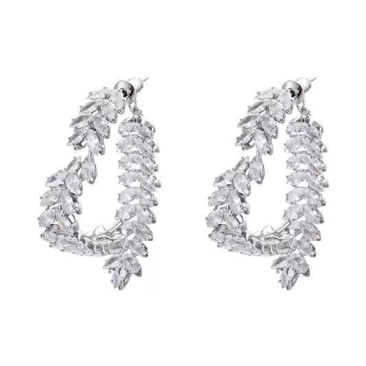Wheat Cross Heart Earrings displayed on a white background showing cross design
