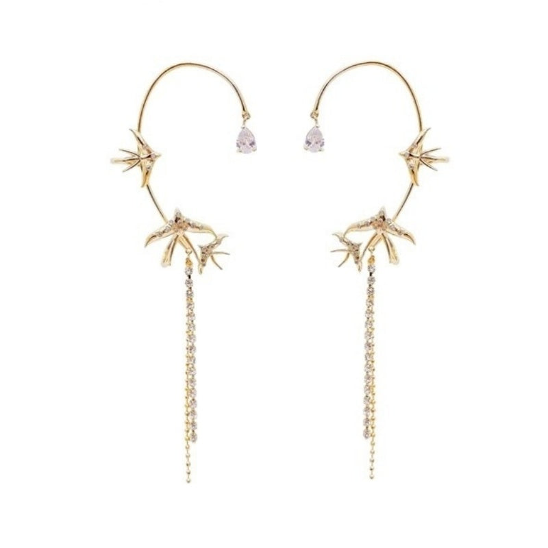 Star Swallow Ear Cuffs – Brincos Clip-On Celestiais | CotaJewelry