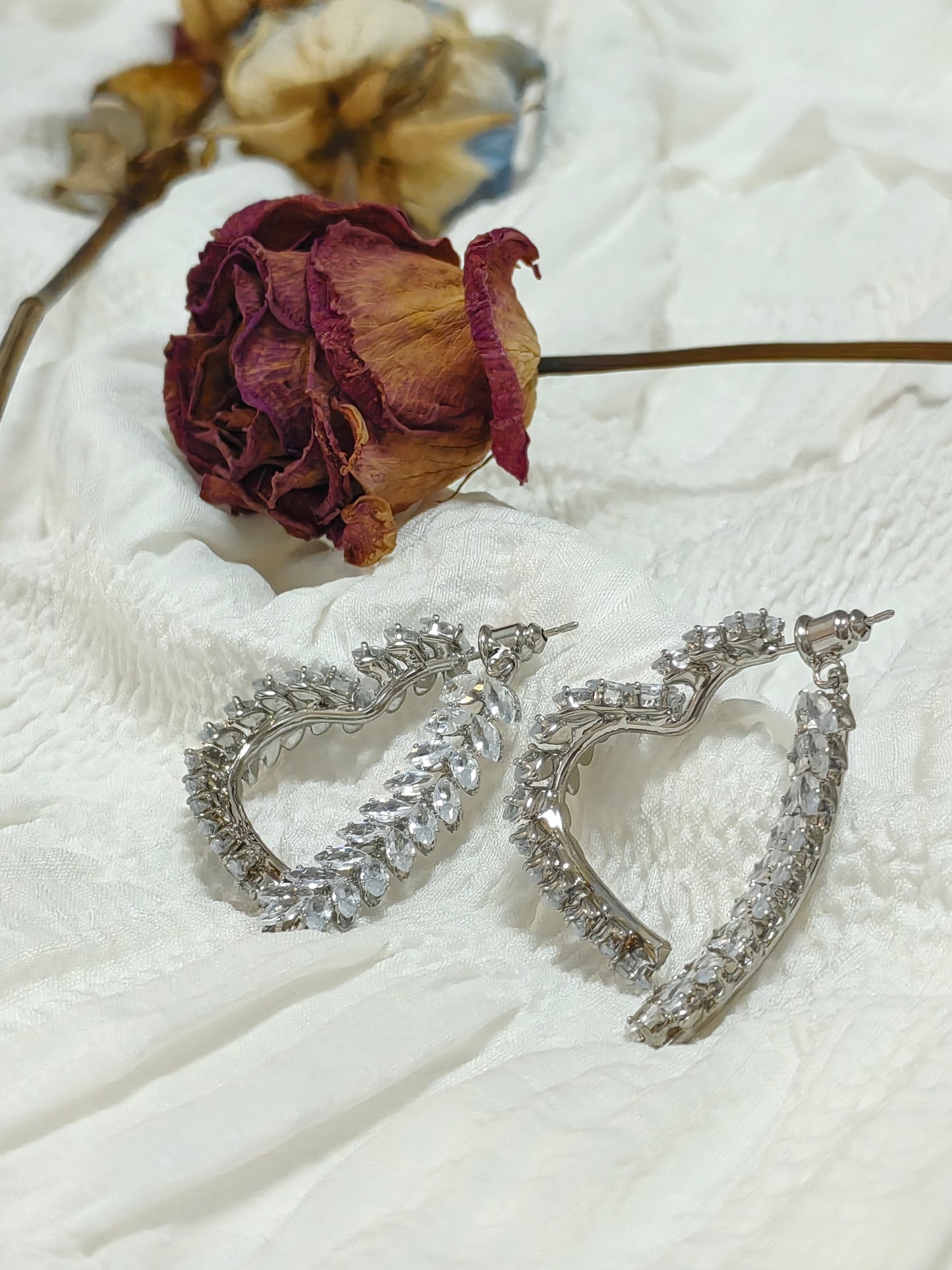Wheat Cross Heart Earrings
