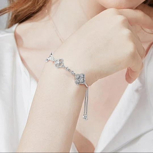 Model wearing Sakura Cleef Bracelet showcasing elegance and style