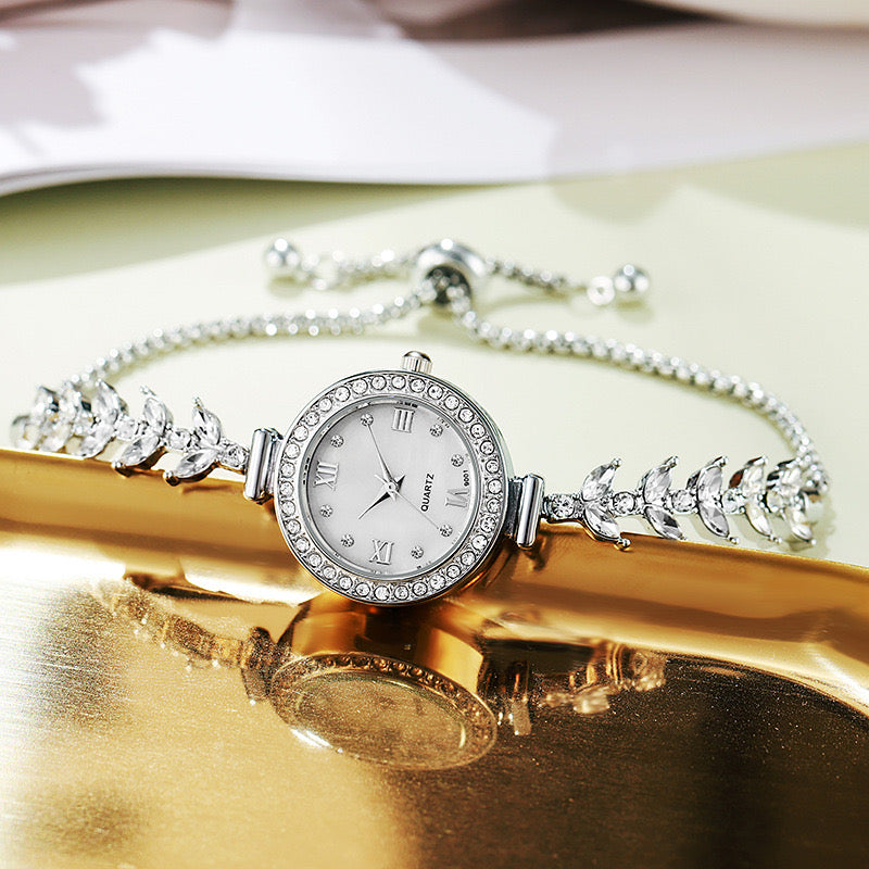 Silver Mermaid Pull Cord Quartz Watch featuring pull-cord strap and screw-down crown