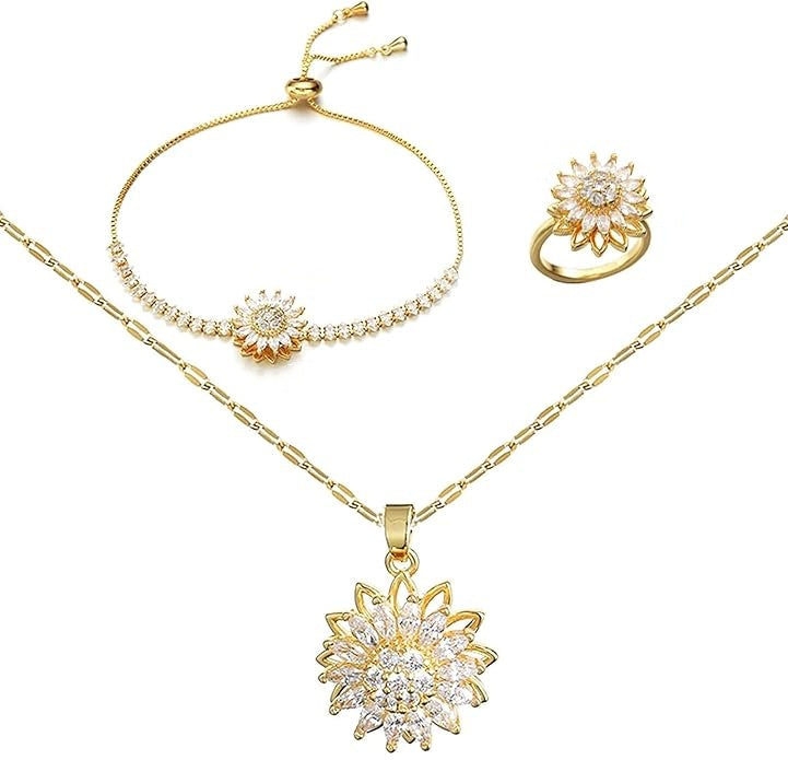 Sunflower Mood Jewelry Set displayed on a white background showcasing complete set