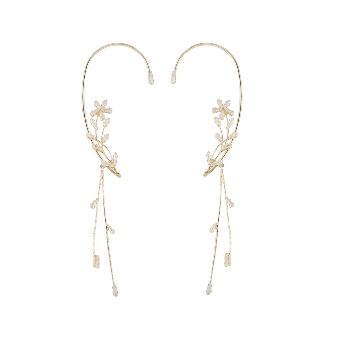 Snowflake Tassel Ear Cuffs displayed on a white background highlighting design