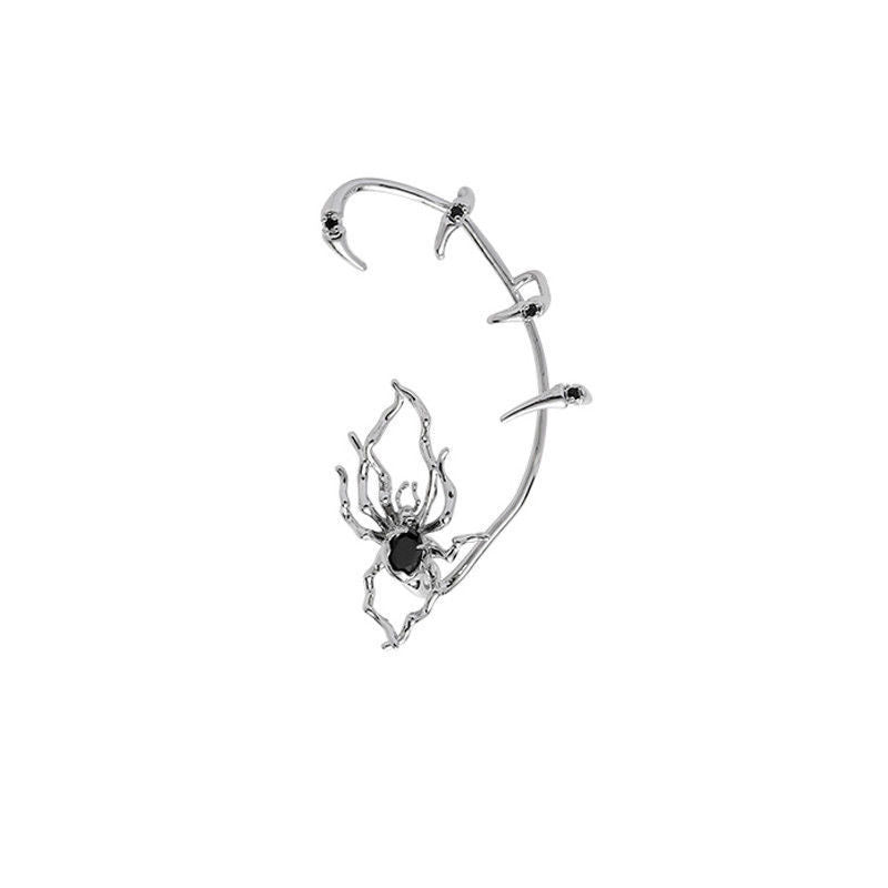Black Spider Ear Clip displayed on a jewelry tray