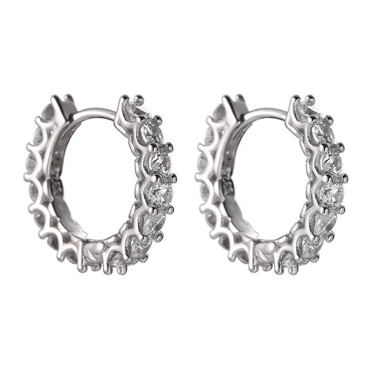 S925 Silver Circle Diamond Earrings