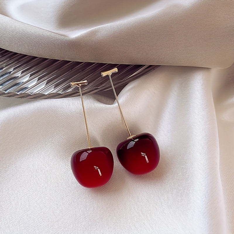 Close-up of Cherry Earrings with 925 silver posts