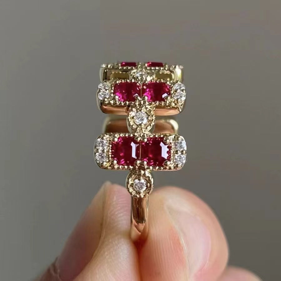 Close-up of Ruby Blossom Ring detailing