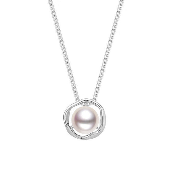 Pearl Petal Necklace with lustrous pearl centerpiece