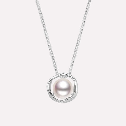 Pearl Petal Necklace with lustrous pearl centerpiece