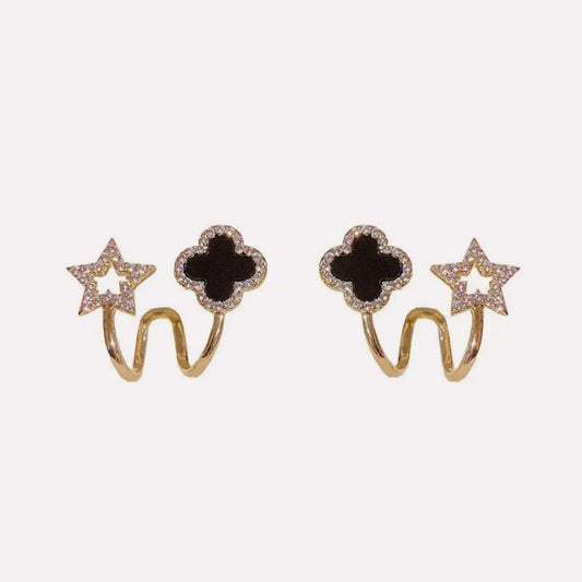 Four-Leaf Clover Stud Earrings with cubic zirconia accents