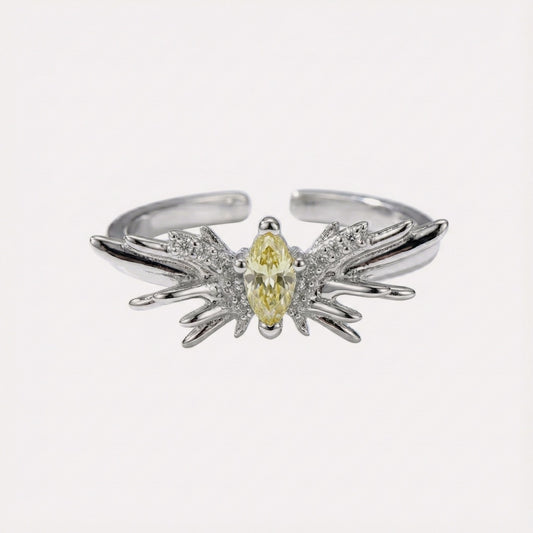 Forest Butterfly Ring by CotaJewelry with intricate butterfly wing design on white background
