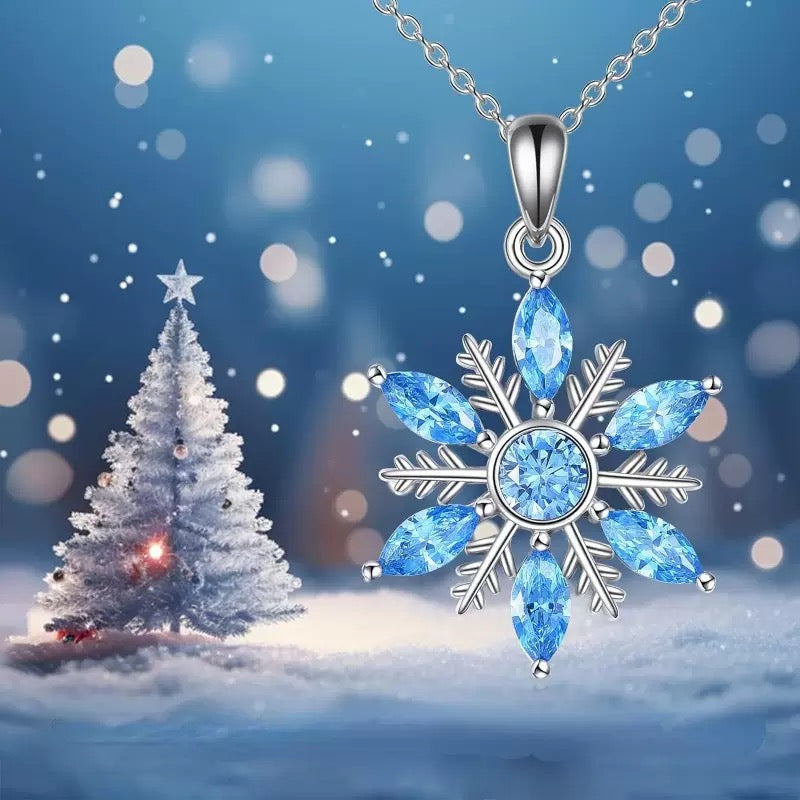 Detailed view of the snowflake pendant of Snowflake Pendant Necklace