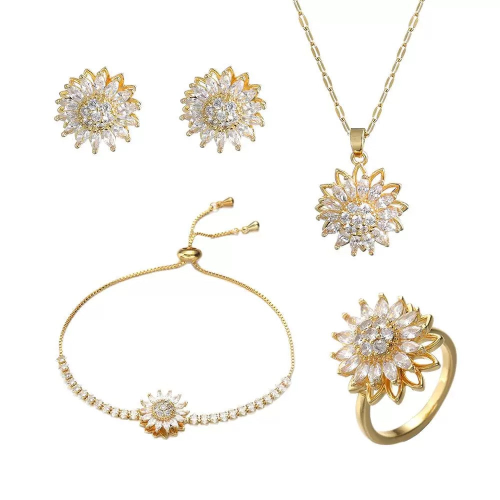 Sunflower Mood Jewelry Set – Rotatable Design | CotaJewelry