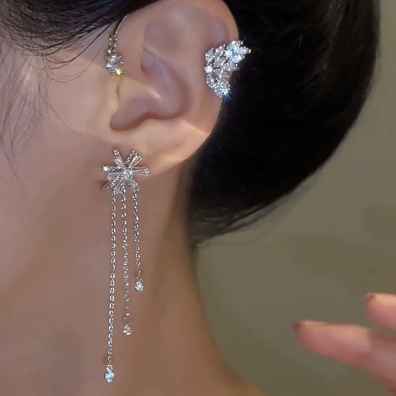 Rotating Floral Tassel Ear Cuffs