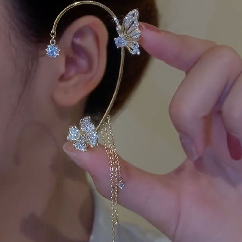 Tassel Butterfly Ear Cuffs displayed on a white background showcasing craftsmanship