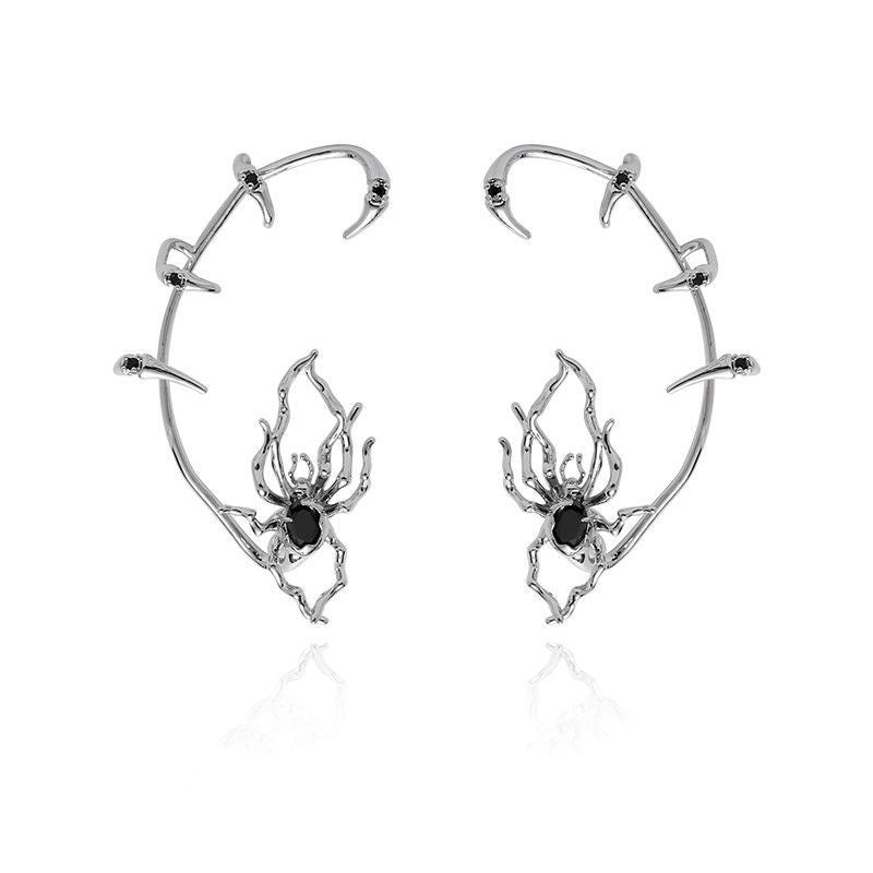 Black Spider Ear Clip close-up showing detailed spider design