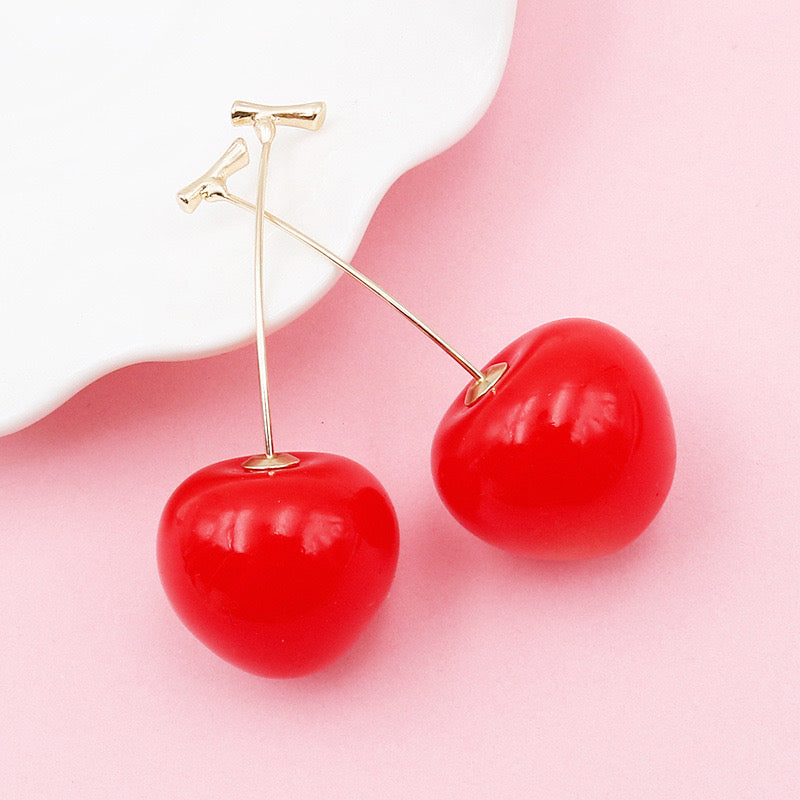 Cherry Earrings – Alloy & Resin Studs with 925 Silver Posts | CotaJewelry