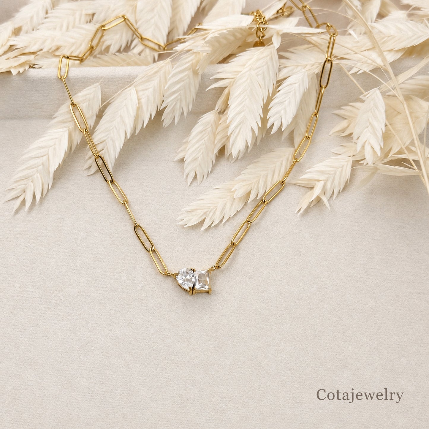COTA Geometric Teardrop CZ Pendant Necklace | COTA30160 - COTA30160_second.jpg