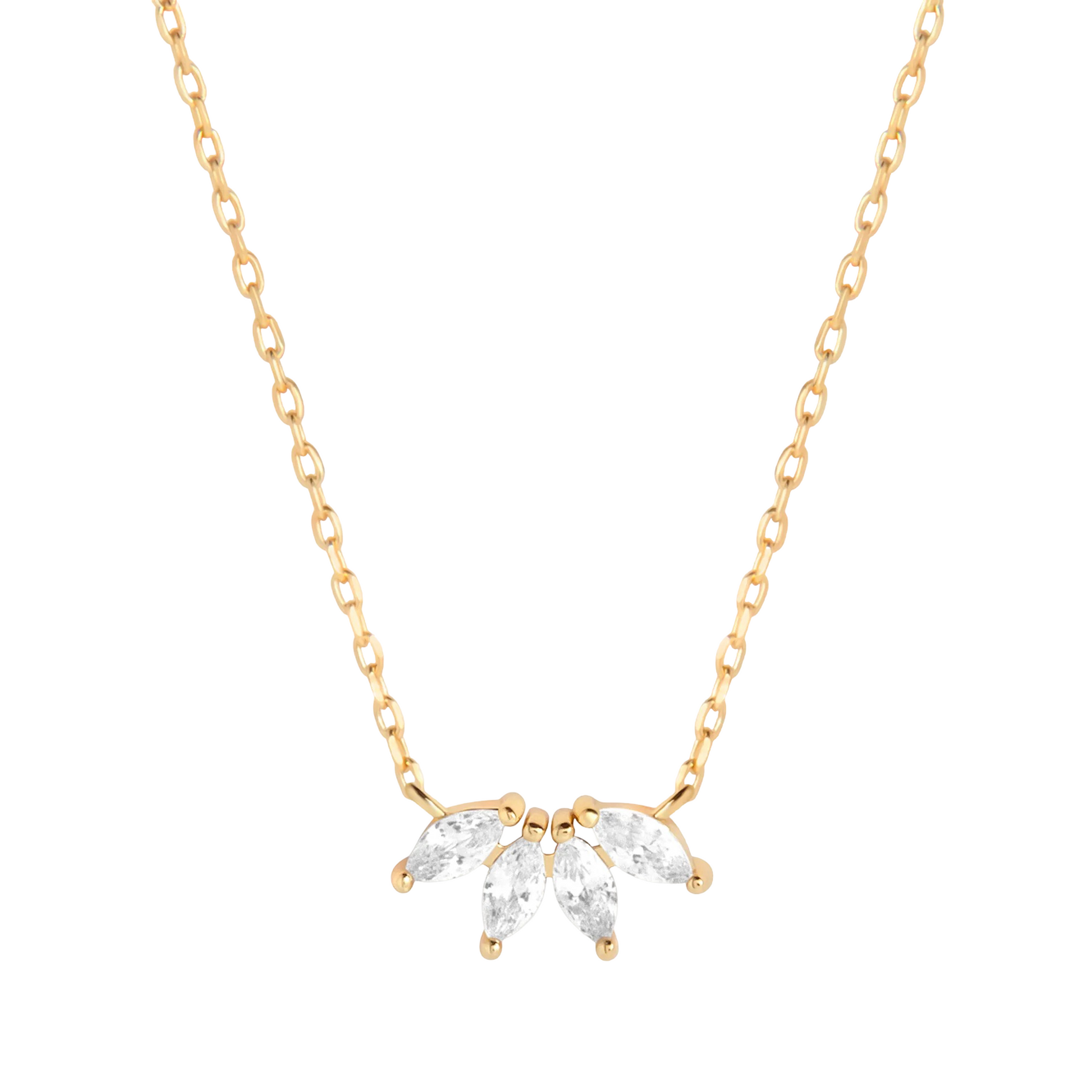 925 Silver Marquise Crystal Necklace displayed on a white background