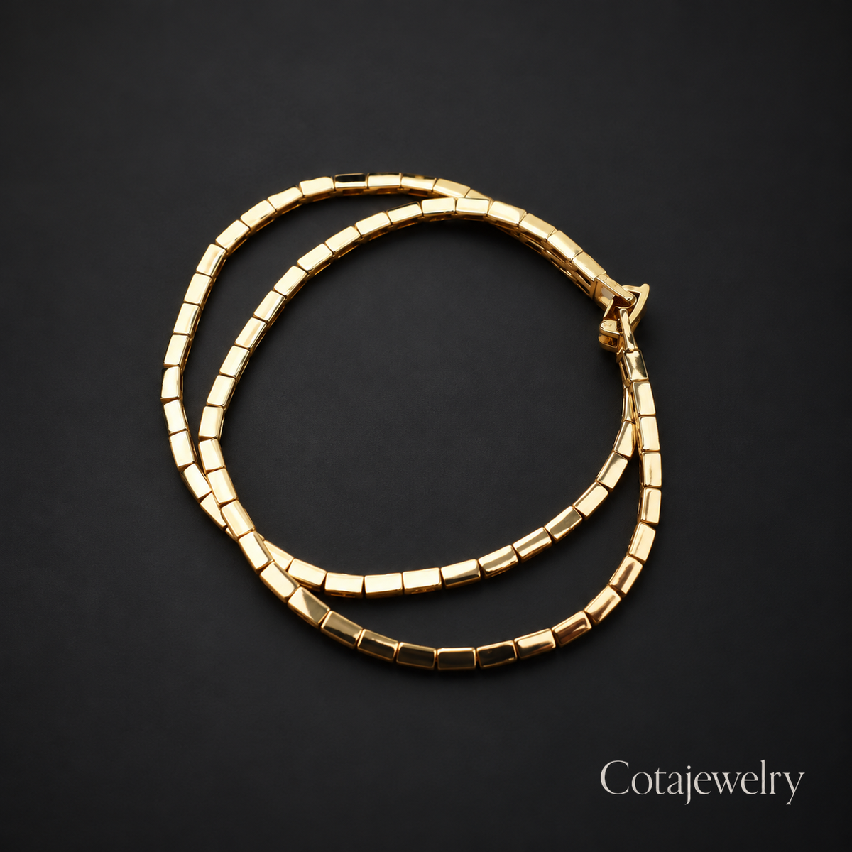 COTA Box Link Necklace in Gold Tone