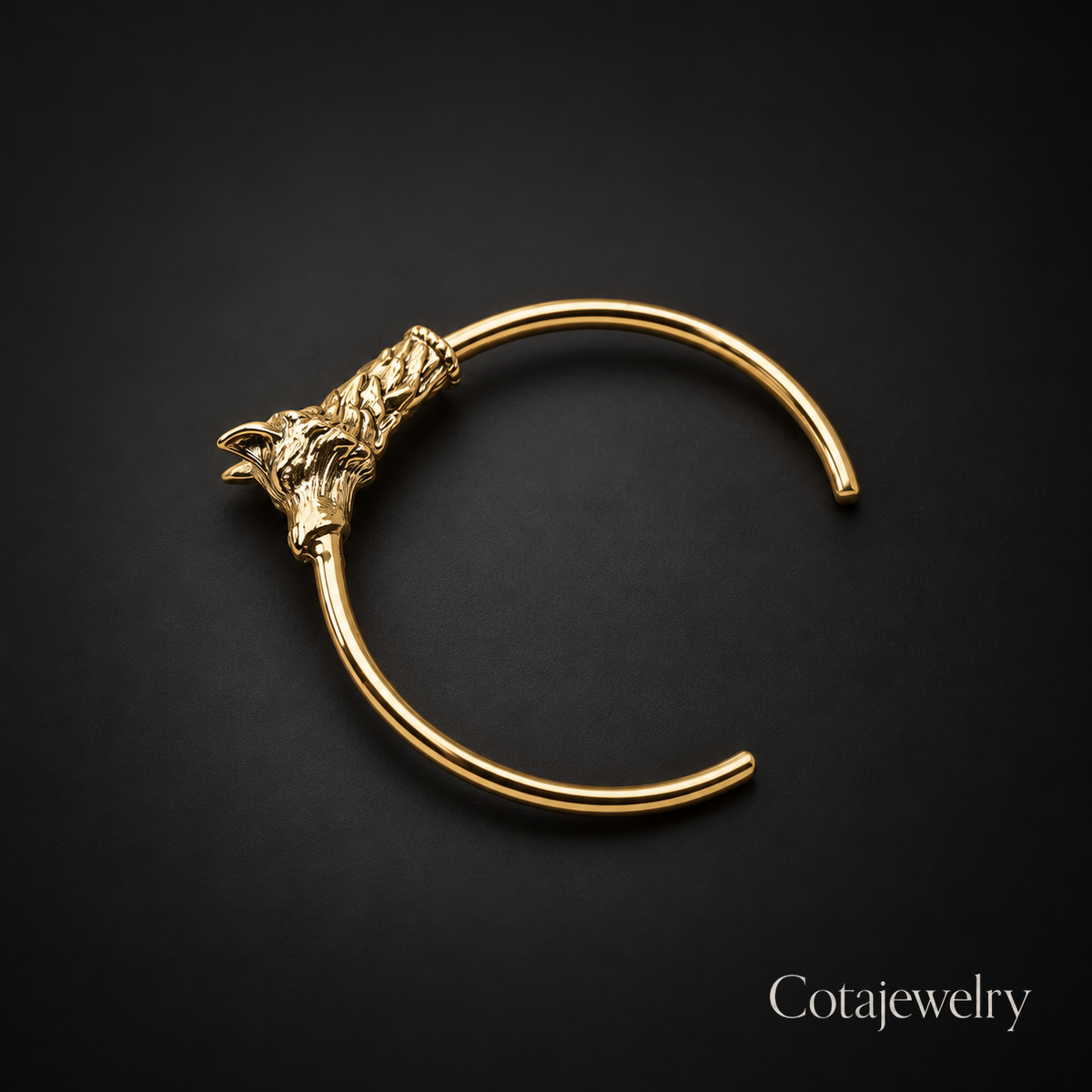 COTA Sculpted Animal Cuff Bracelet in Gold Tone