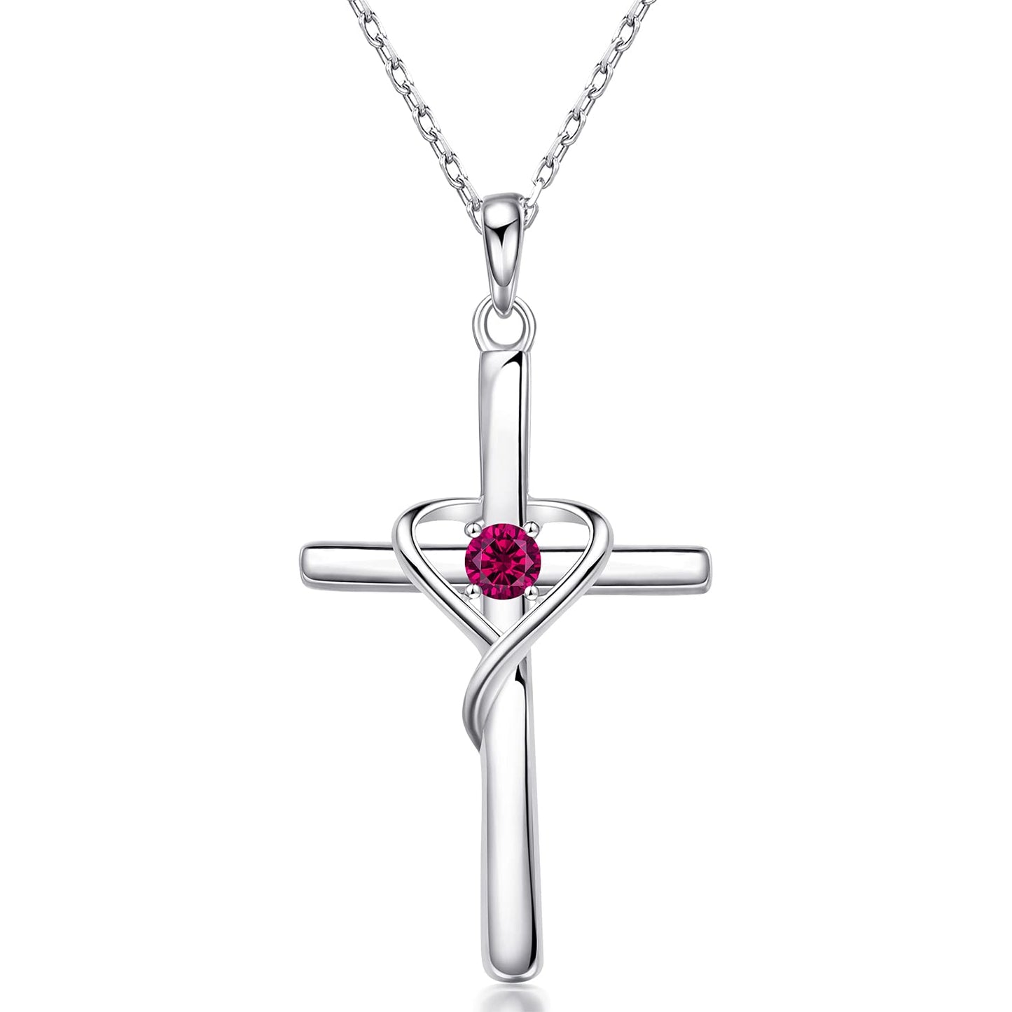 925純銀十字架項鍊附誕生石 | CotaJewelry