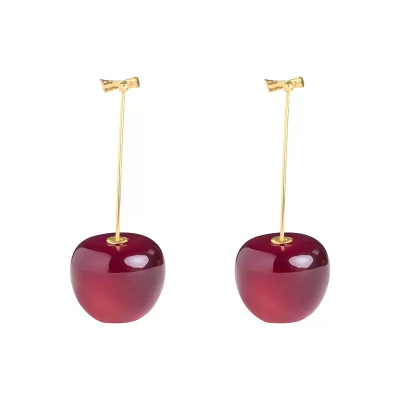 Cherry Earrings made of alloy and resin with 925 silver posts