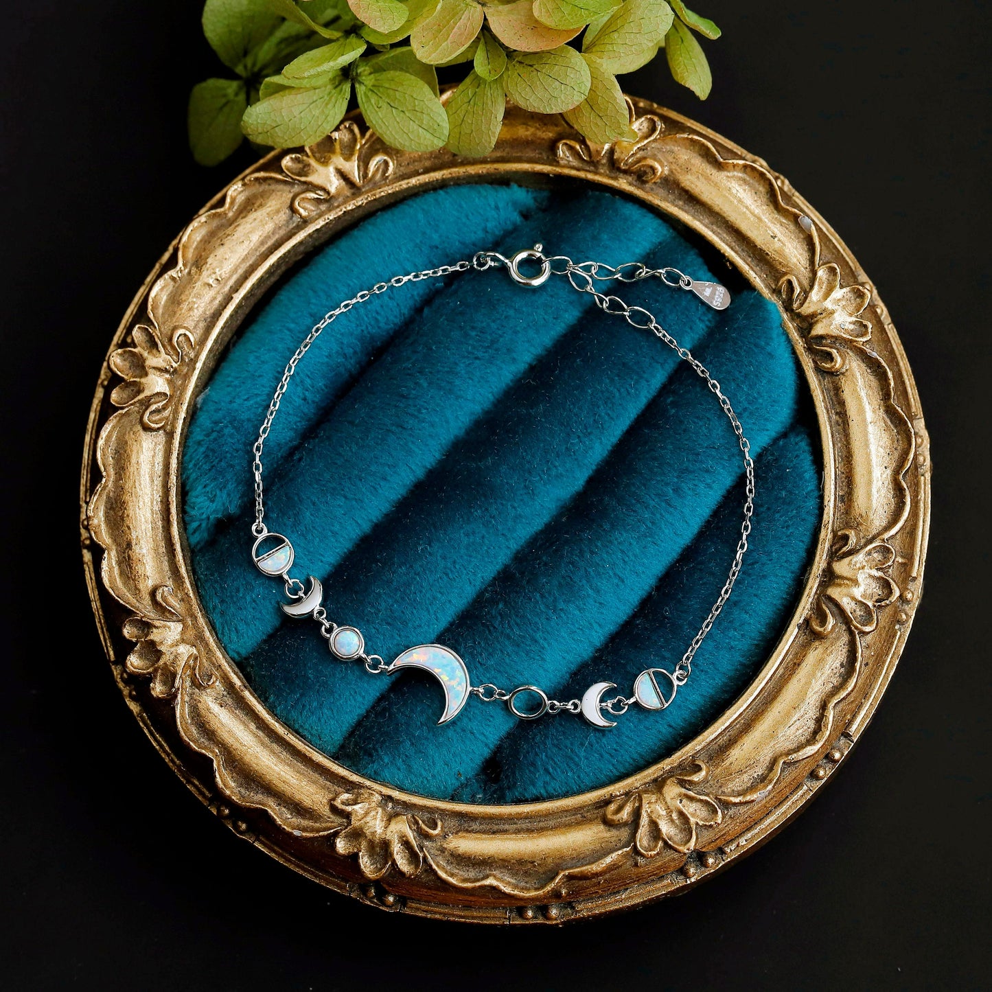 Adjustable 15cm + 3.5cm silver chain Moon Phases Bracelet