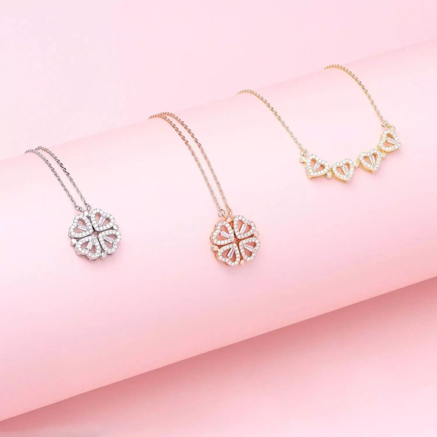 Lucky Heart Necklace showcasing heart-shaped pendant with sparkling cubic zirconia