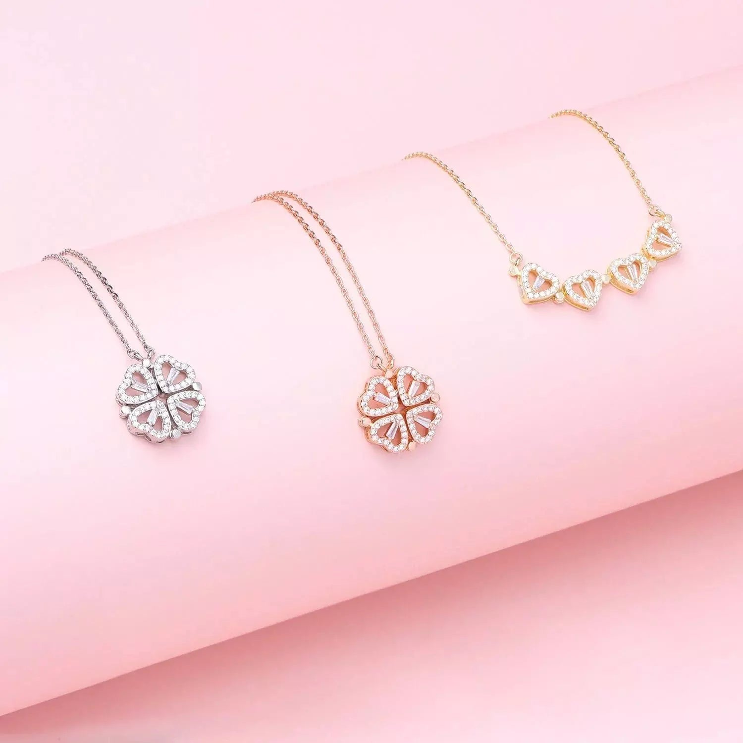 Lucky Heart Necklace showcasing heart-shaped pendant with sparkling cubic zirconia