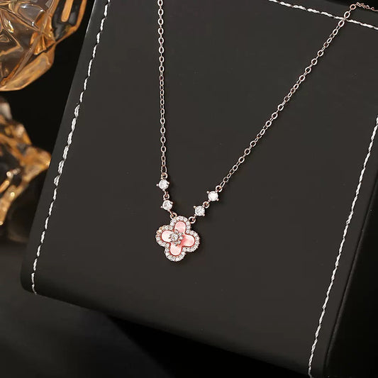 Sakura Cleef Necklace: The Pink Four-Leaf Clover Necklace for Elegance and Luck