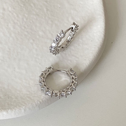S925 Silver Circle Diamond Earrings