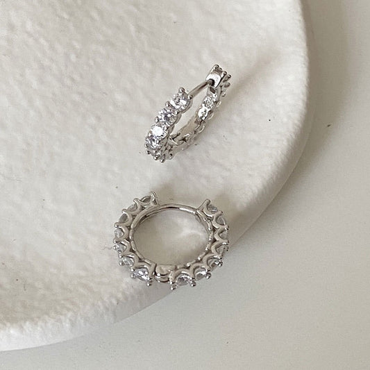 S925 Silver Circle Diamond Earrings