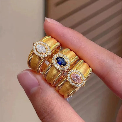 Royal Gemstones Ring - Adjustable Open Band