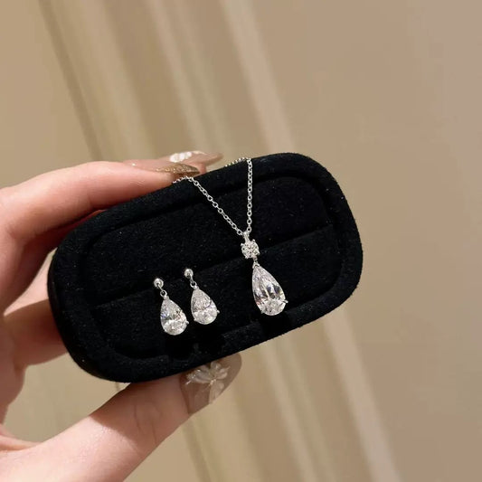 Drop Diamond Necklace & Earrings