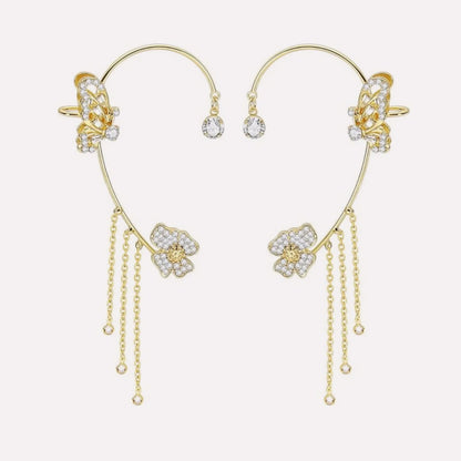 Close-up of Tassel Butterfly Ear Cuffs highlighting butterfly motif and tassels