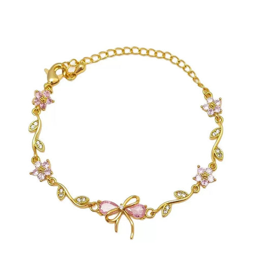 Luxury Bow Zircon Bracelet with sparkling cubic zirconia stones