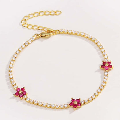 Pulsera tipo tenis con flores